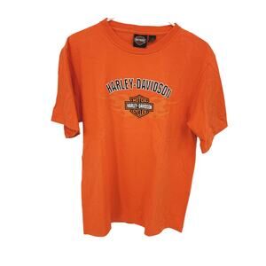 Motor Harley-Davidson Cycles 100% Cotton Orange T-Shirt Size M